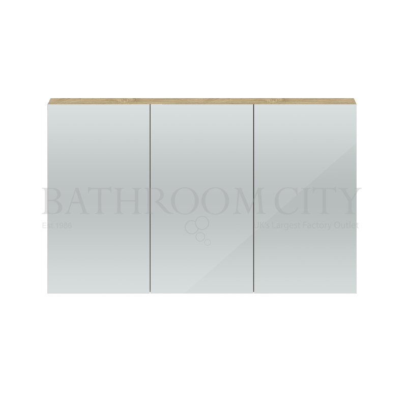 1347mm 3 Door Mirror Unit Natural Oak