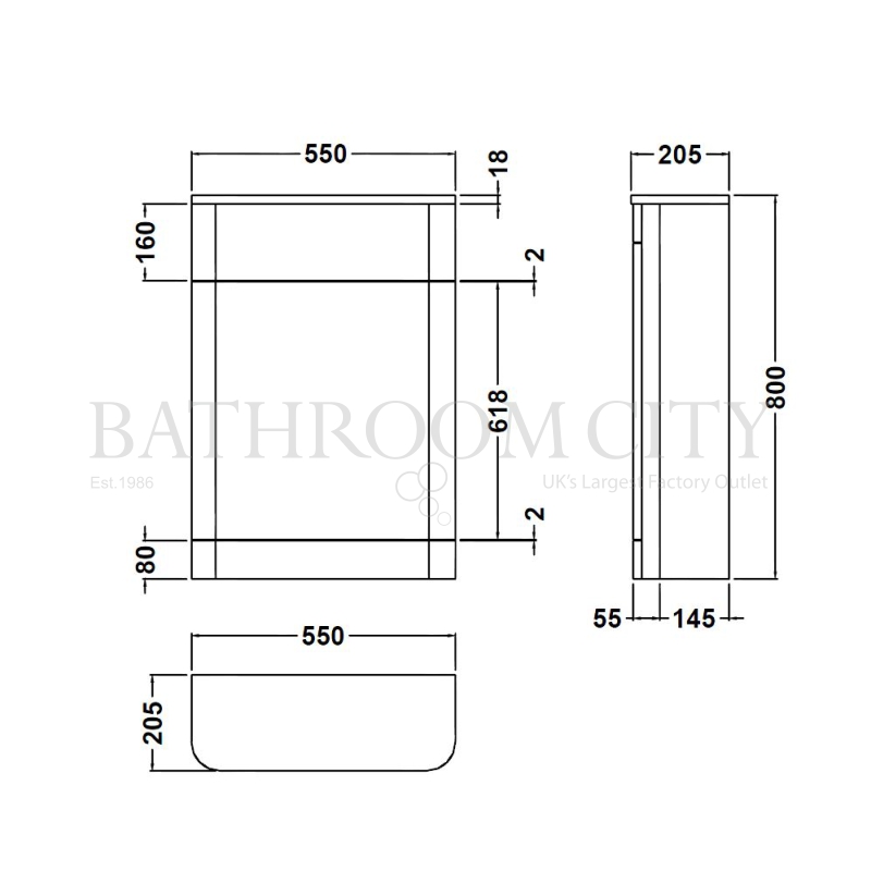 Parade 550 W.C. Unit (800X550X200) Specification Drawing Parade 550 W.C. Unit (800x550x200) Specification Drawing