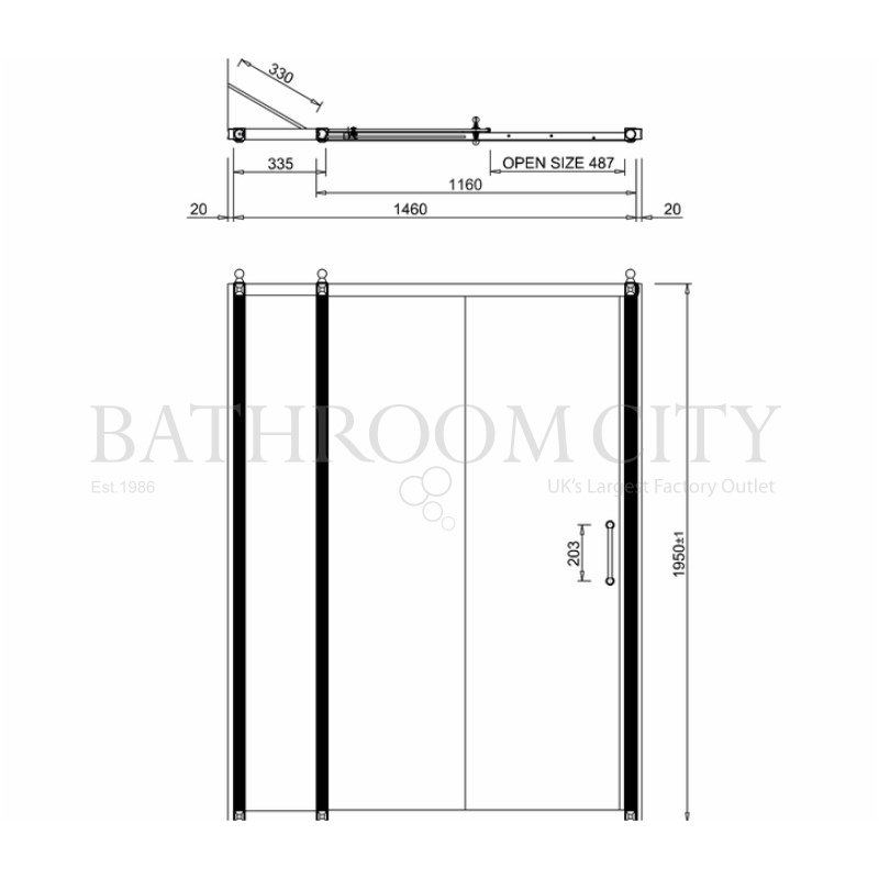 Burlington Inline 1500mm Soft Close Sliding Shower Door Specification Drawing Burlington Inline Soft Close Sliding Shower Door Specification Drawing