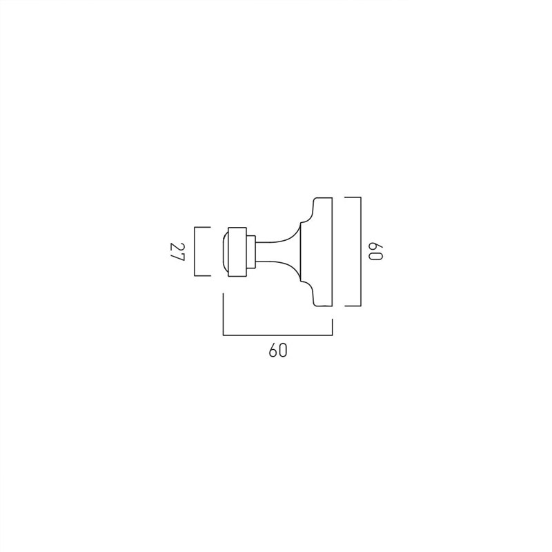 Axbridge Traditional Robe Hook: Chrome or Nickel Finish Specification Drawing Axbridge Robe Hook Specification Drawing