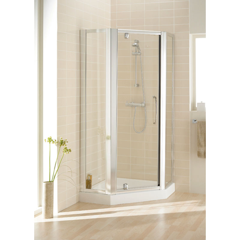 Silver Semi Framed Pentagon Side Panel Pack (x2) 350 Unique Design Bathroom
