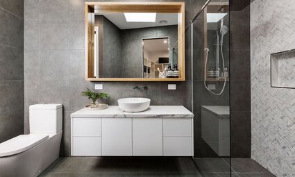 White Wall Hung Vanity Unit in a Grey Bathroom