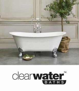 Brand Lifestyle Image for Clearwater showing Battello Grande Clear Stone Bath