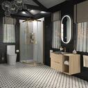 Alani Gold Shower Suite: 900 Oak Vanity Unit with Black Basin