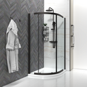 Black Shower Quadrant Shaped Enclosure 