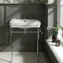 Black Marble and wood bathroom washstand 