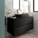 Wooden Alani Large Vanity Unit with Black Basin