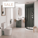 Room Scene view of celeste shower suite with Vanity Unit, Shower Enclosure and Toilet