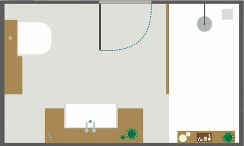 Bathroom Layout of Toilet, Vanity Unit, Basin, and Shower