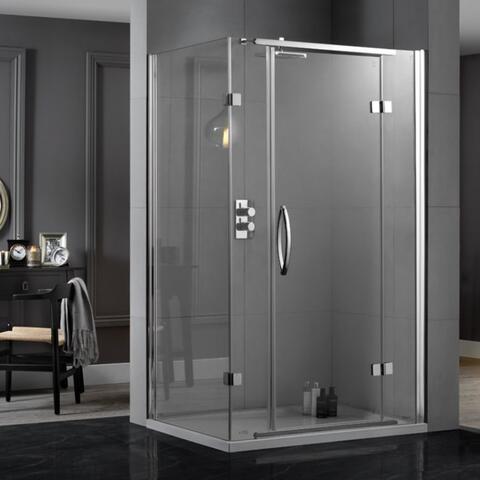 Inline Hinged Two Sided Square Clear Shower Cubicle