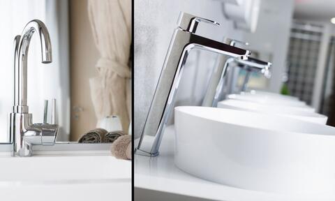 Basin Sink Taps Two Stylish Basin Sink Taps With Chrome Finish