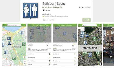 Screenshots of Bathroom Scout Bathroom Finder App