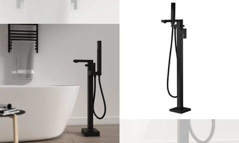 Glade Black Floorstanding Bath Shower Tap with Handset &amp; Hose