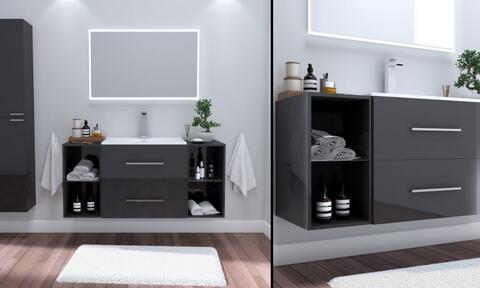 Black Vanity Unit Used As Storage