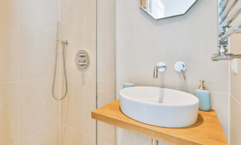 Countertop Basin With A Wall Mounted Tap