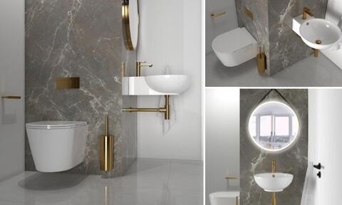 Elegant Basin &amp; Toilet Combo Set in Gold