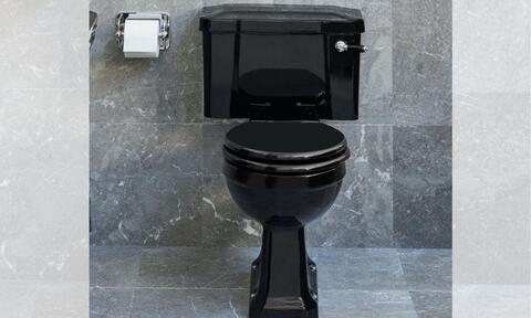Burlington Jet Black Traditional Close Coupled Toilet with Black Lever &amp; Black Seat