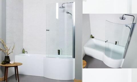 Ethan P Shaped Small Shower Bath White 1700 x 700mm