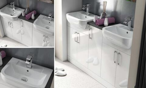 Oliver 1500 Fitted Furniture: Double Basin Vanity Unit &amp; Storage
