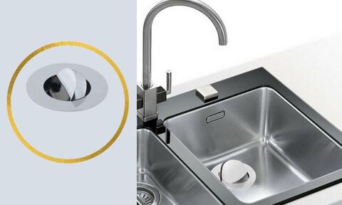 Flip Flop Basin Waste Installed on a Kitchen Sink