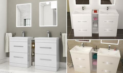 Patello 1400mm White Gloss Double Vanity Unit