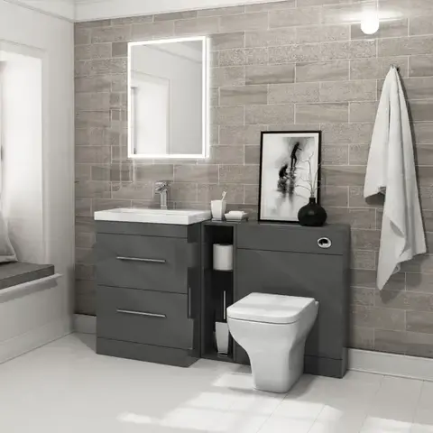 Bathroom wtih Dark Grey Furniture