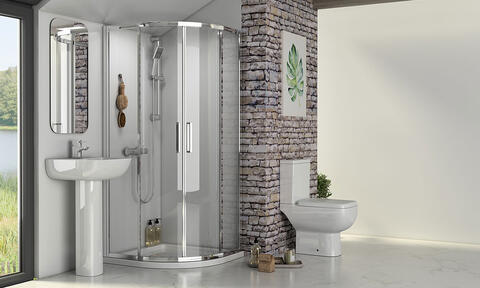 Bathroom Space With Quadrant Corner Shower Enclosures