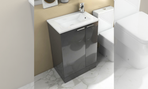 Grey Compact Bathroom Suite With Basin