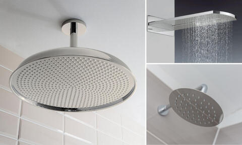 Two Round Shaped and One Rectangular Fixed Water Saving Shower Heads