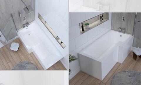 White L Shaped Shower Bath 1670 x 850mm