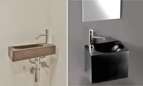 Modern Wall Hung Natural Stone Basins In Rectangular and Round Shape