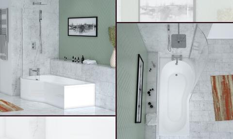 Patello P-Shaped Shower Bath 1700 x 700mm