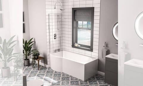 Beaufort Portland 1700mm Left-hand P-shape Shower Bath