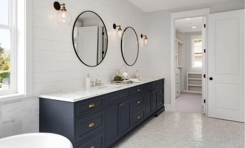 Bathroom Space With Criss Cross Tiles