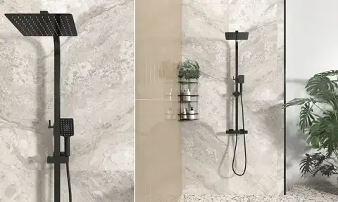 Twiss Black Modern Square Thermostatic Shower