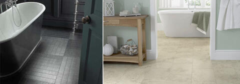 Modern Bathroom With Black and Beige Tiles