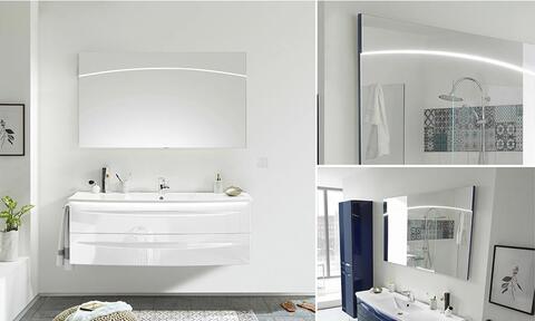 Wall With Illuminated Mirror and Wall Hung Vanity Unit