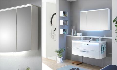 Bathroom Mirror Cabinet Storage With Over Head Lights 