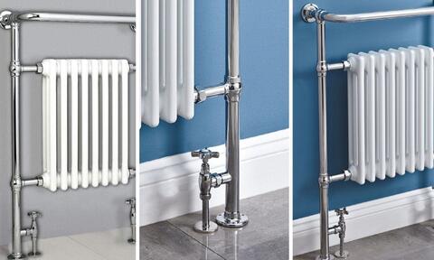 traditional chrome and white bathroom towel radiator 