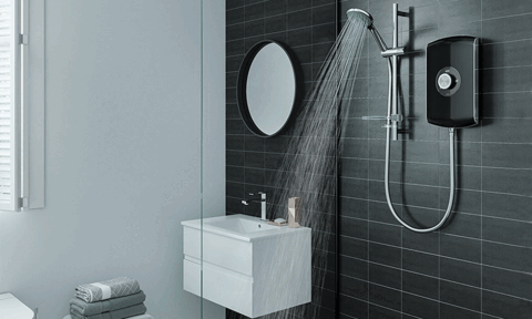 Elegance Electric Shower Black Speckled and Chrome