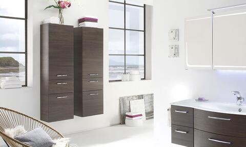 White Bathroom With Double Tall Boy Vanity Unit