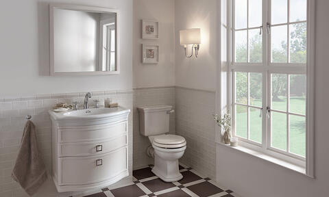 Vintage Bathroom With White Traditional Toilet