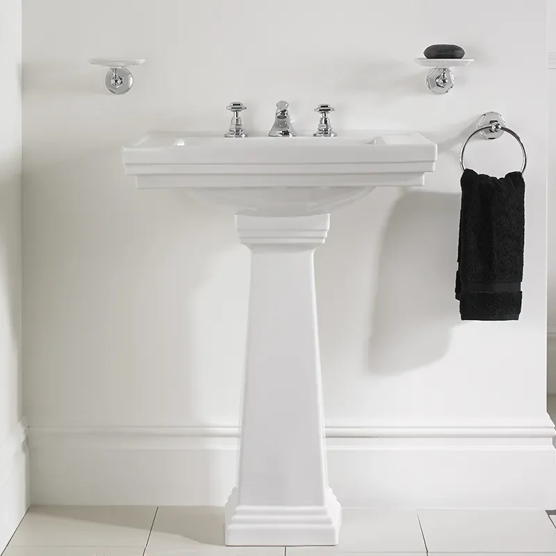 Astoria Deco Large Basin 640mm White And Large Pedestal White