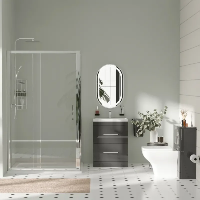 Patello Grey Sliding Door Shower suite