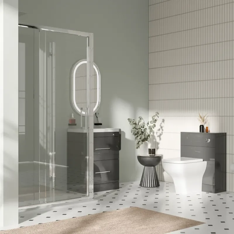 Patello Grey Sliding Door Shower suite
