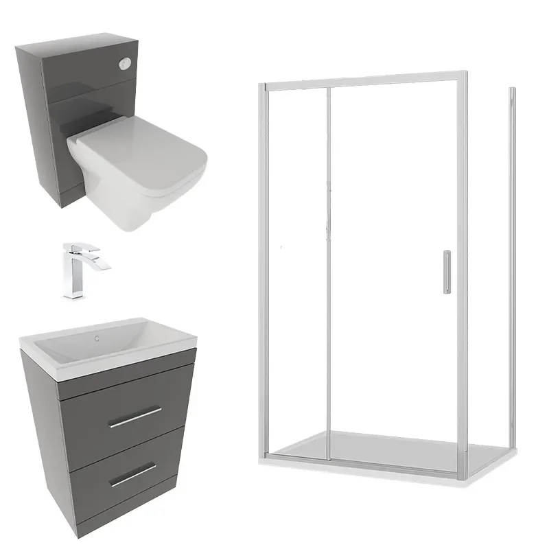 Patello Grey Sliding Door Shower suite