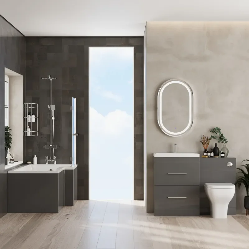 Patello Grey Shower Bath Suite Shower Bathroom Modern Stylish