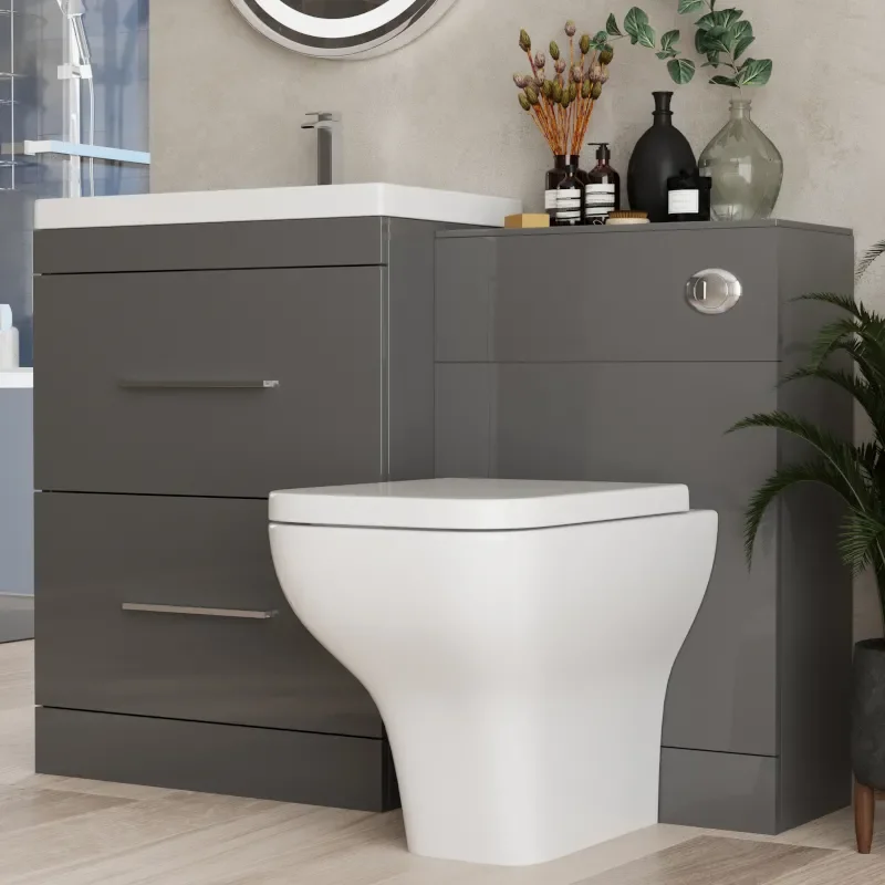 Extra Product Image For Complete Patello Grey L Shape Shower Bath Suite Incl Sink Cabinet Toilet And Taps. 3