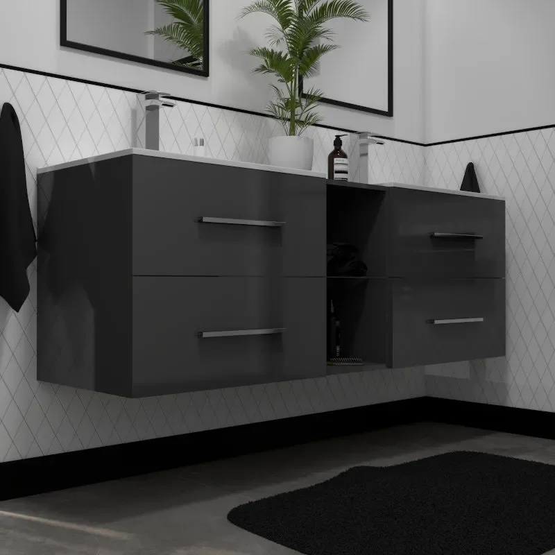 luxury gloss grey vanity unit 