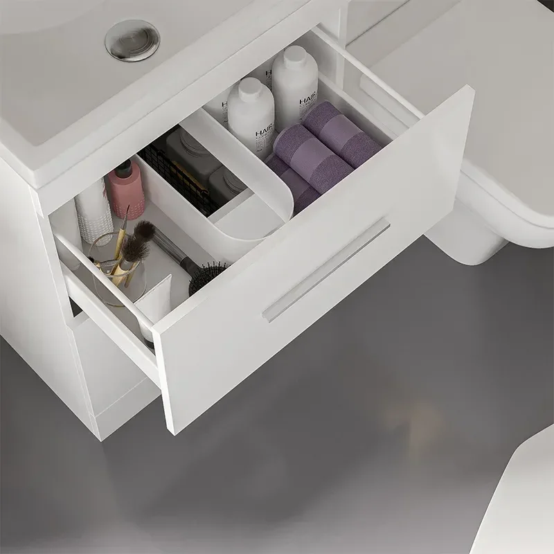 Patello White Combi Vanity Toilet And Shower Sliding Door Enclosure Suite